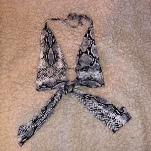 Snake Print Halter Top with O’Ring Detail